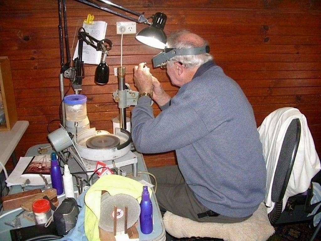 Hard at work at the Faceting Machine